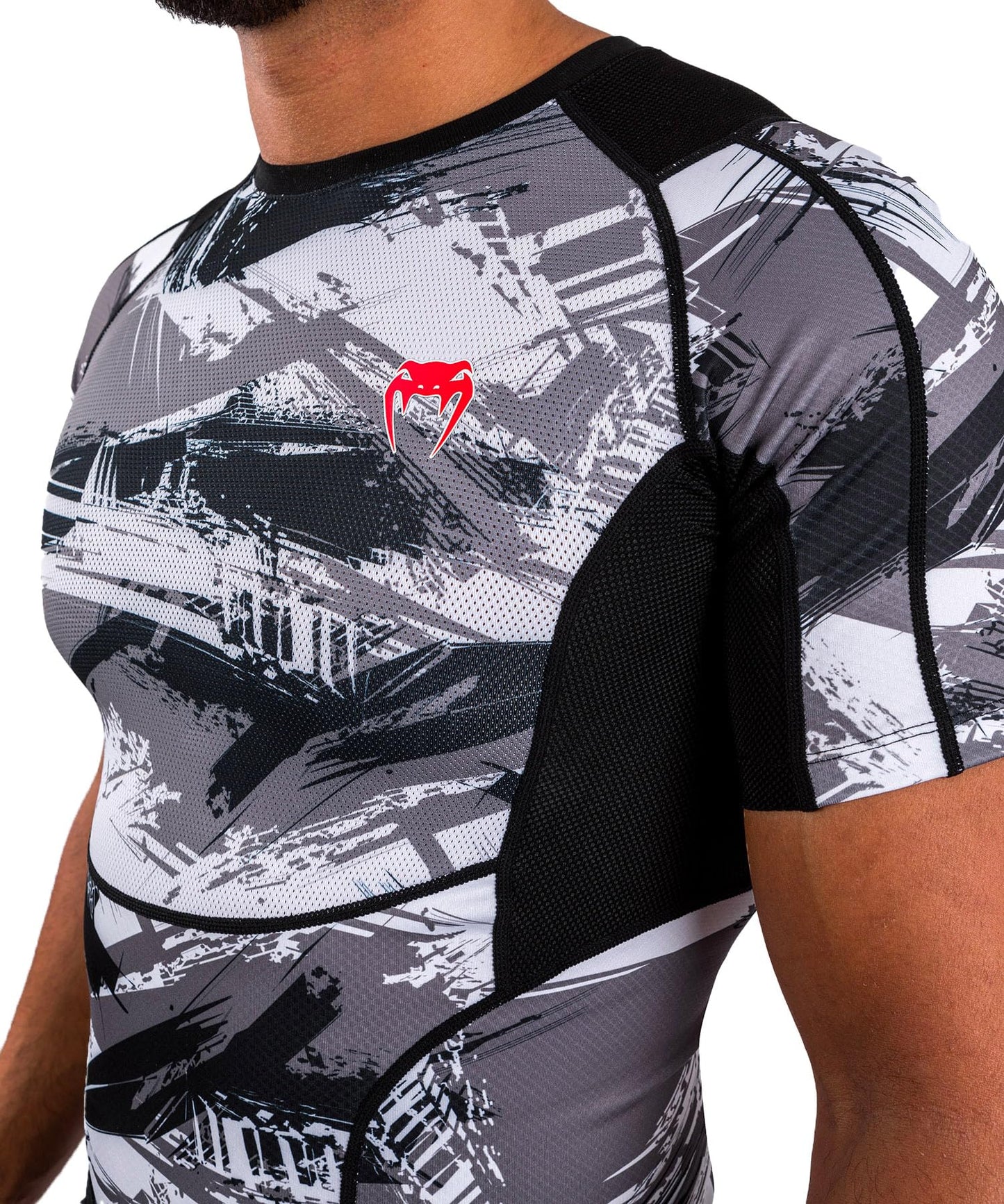 Venum Men's Standard Electron 3.0 Short Sleeve Rashguard - Grey/Red