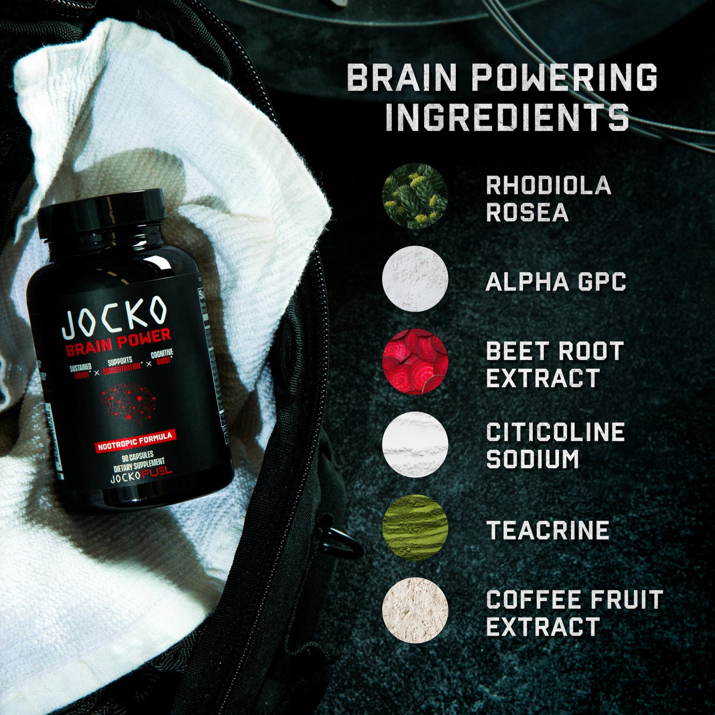 Jocko Fuel Discipline GO Brain Booster - Nootropic Dietary Supplements for Memory & Focus - PreWorkout Energy & Focus Supplement (90 Capsules)