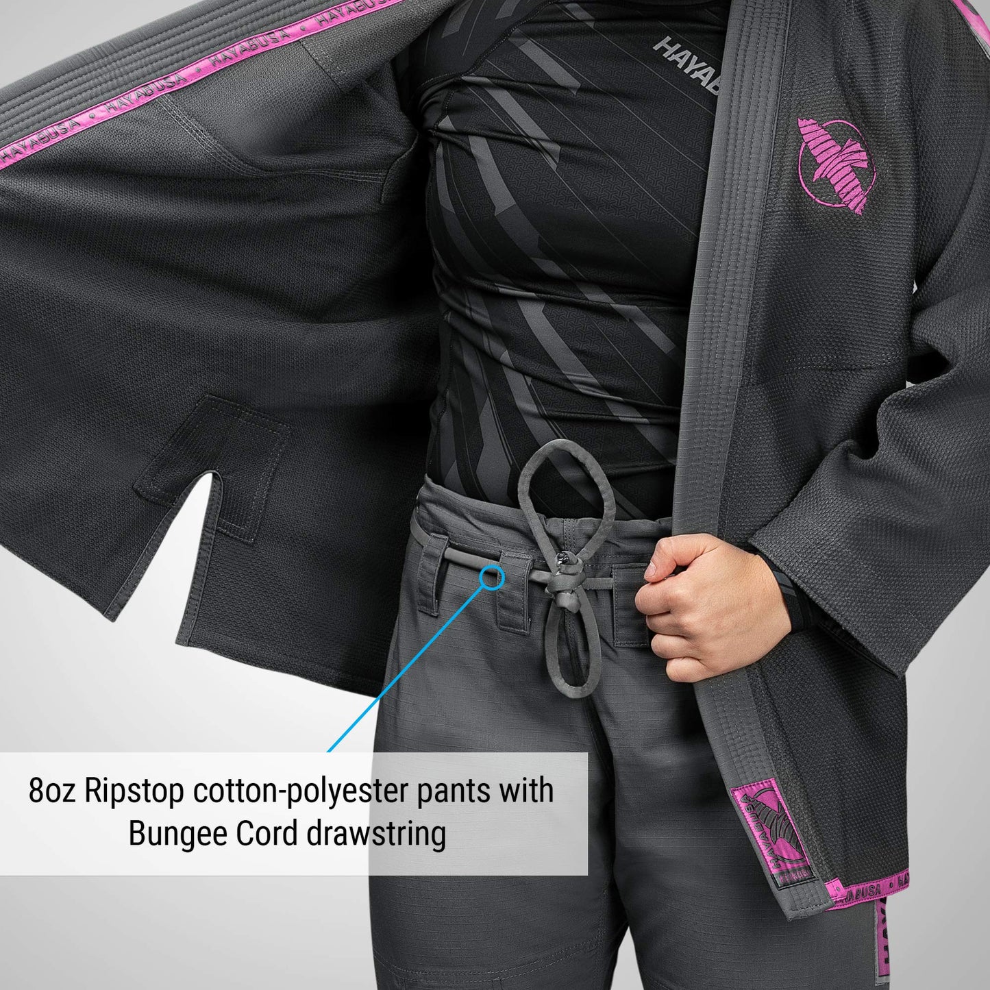 Hayabusa Lightweight Jiu Jitsu Gi - Grey/Pink